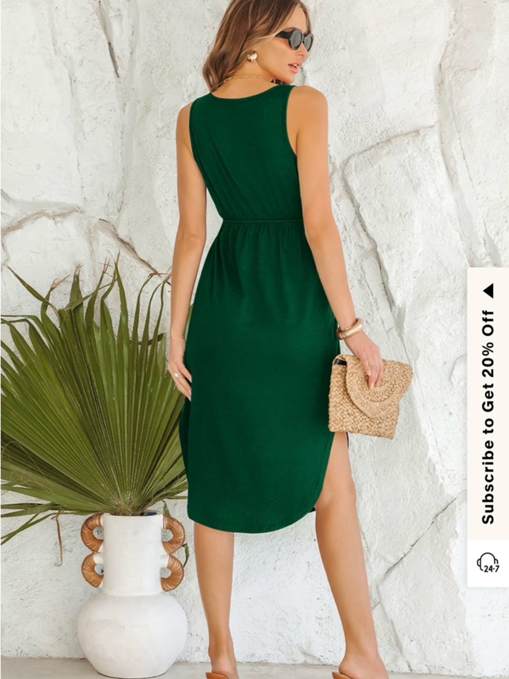 Cupshe Dark Green V-Neck Tie-Waist Midi Dress S NWT - Picture 2 of 6